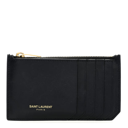 Saint Laurent Calfskin 5 Fragments Zip Pouch Card Holder Black 1 of 6