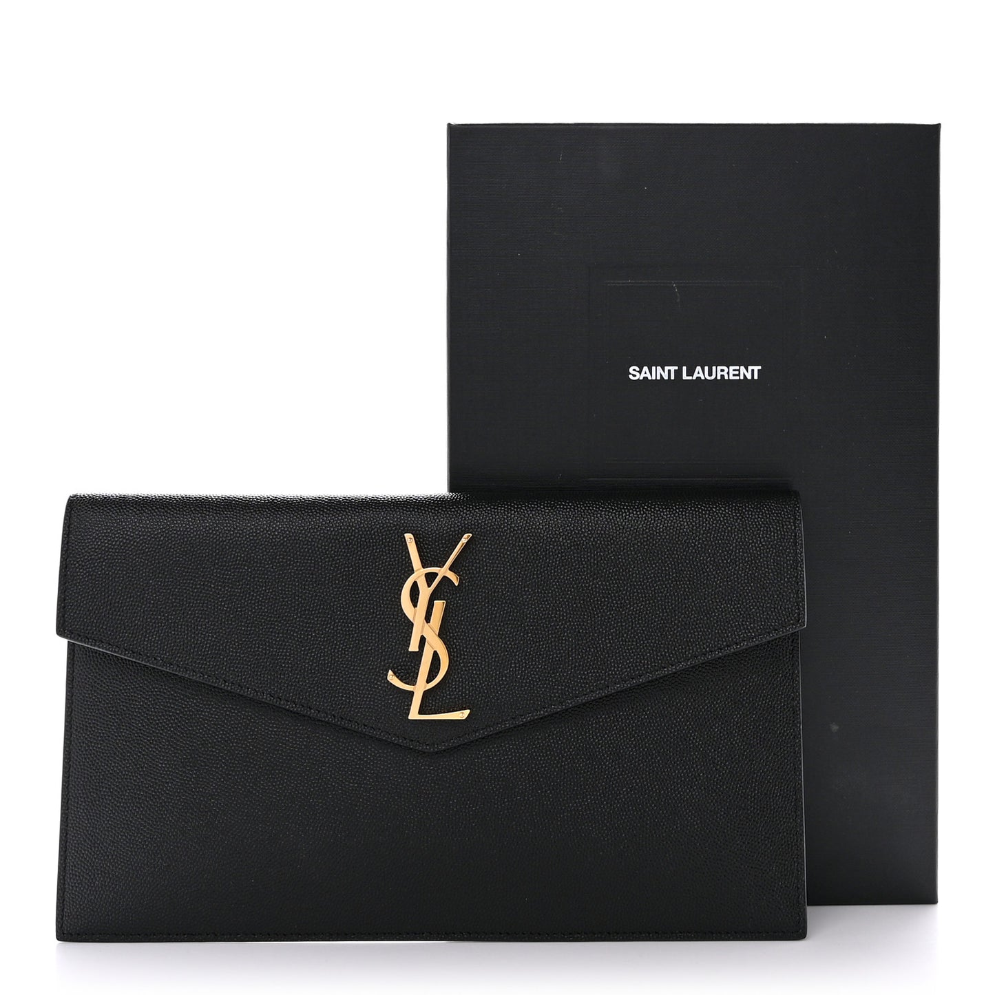 SAINT LAURENT Grain De Poudre Uptown Pouch Black