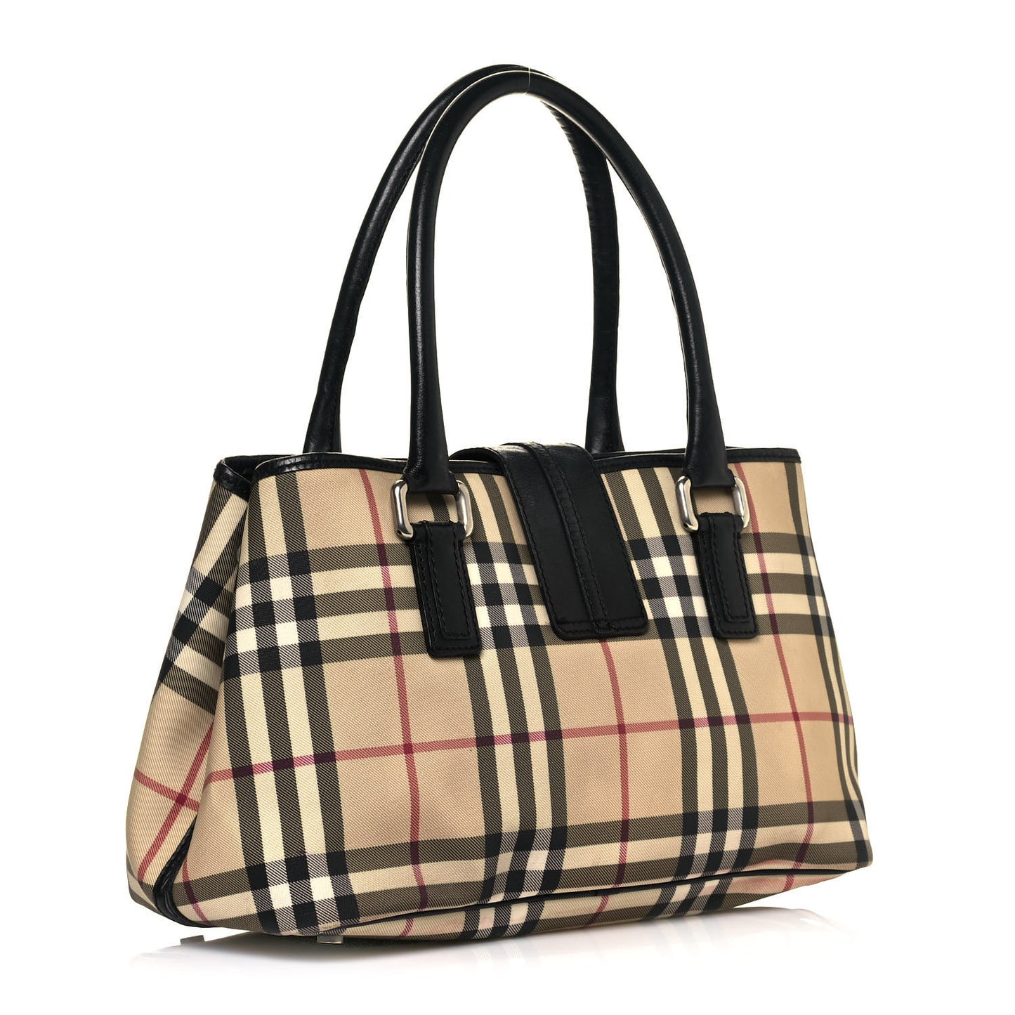 House Check Buckle Tote Black
