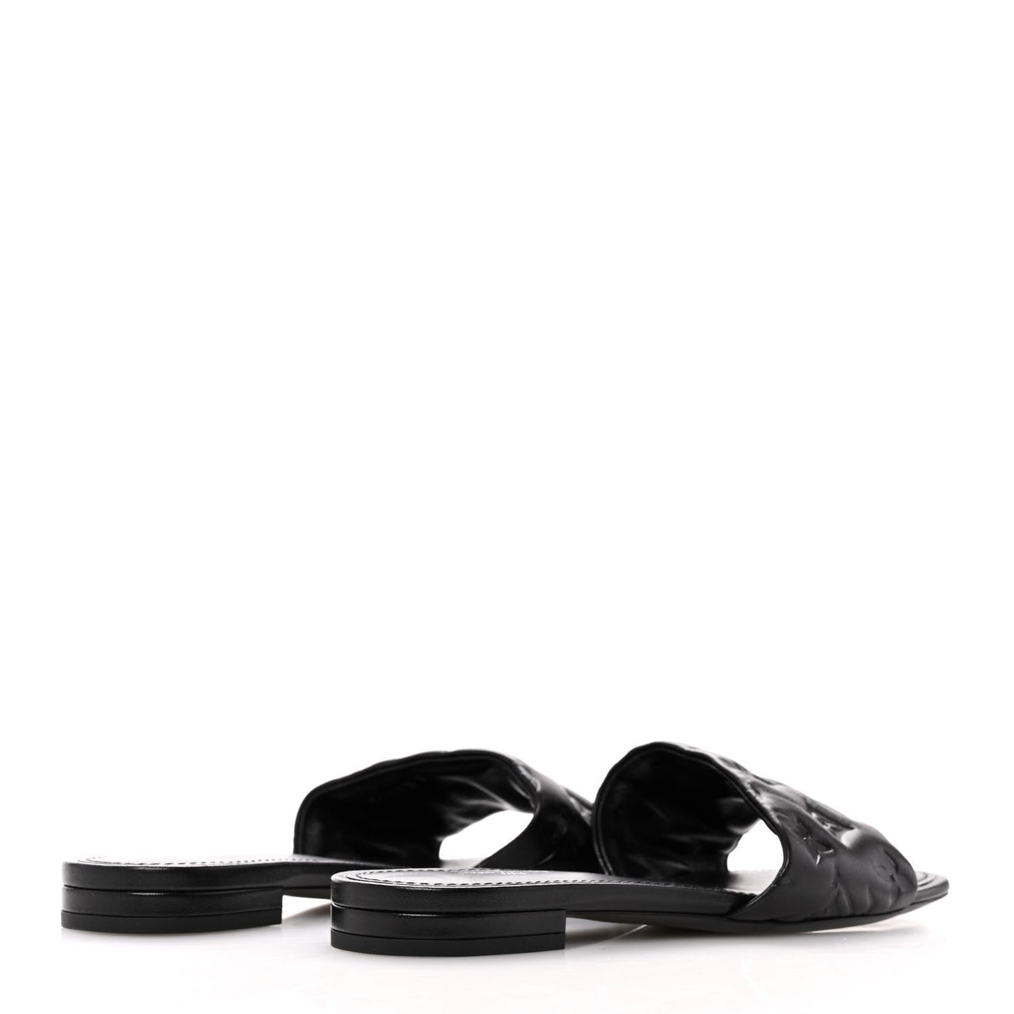 Lambskin Embossed Monogram Revival Flat Mules 39 Black