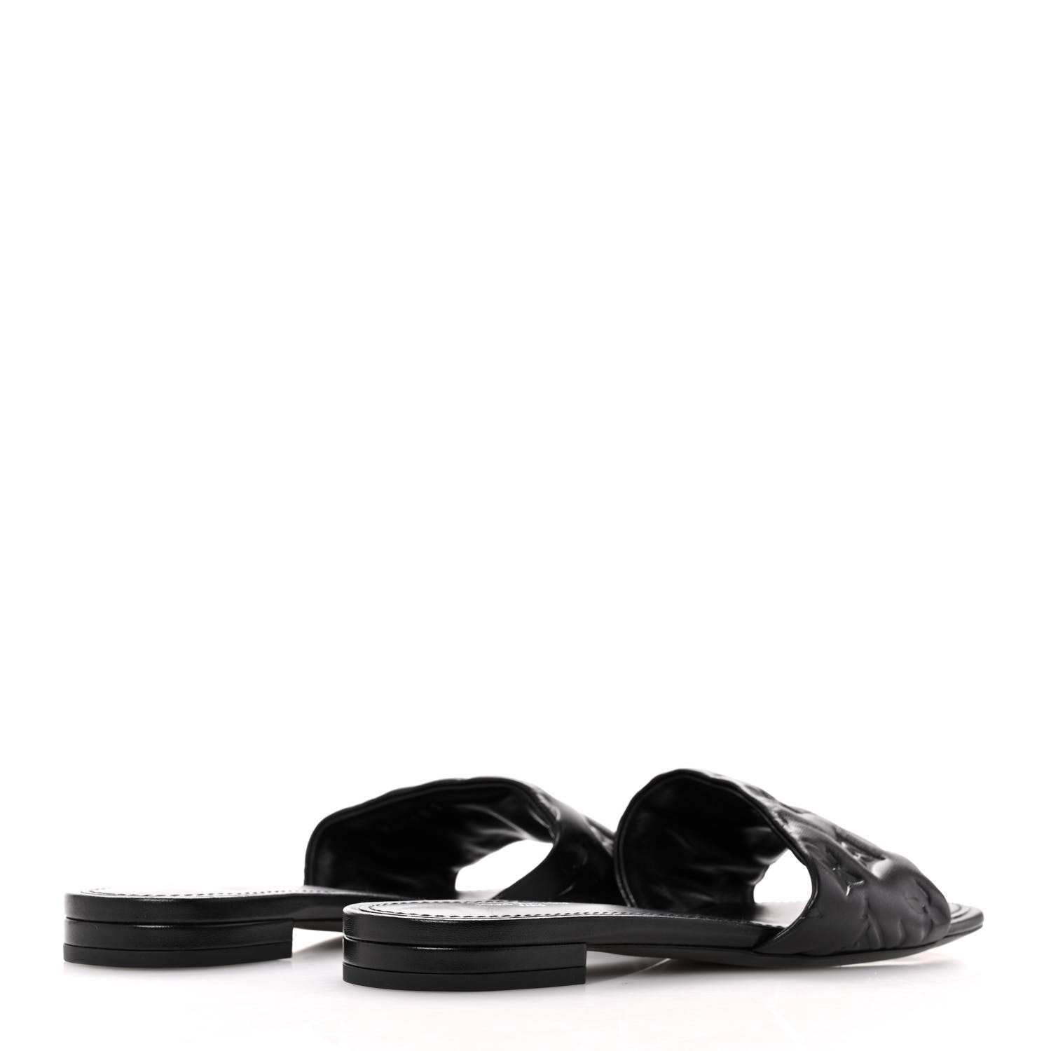 Louis Vuitton Lambskin Embossed Monogram Revival Flat Mules 39 Black 5 of 9