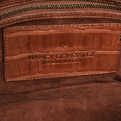 Nancy Gonzalez Crocodile Flap Shoulder Bag Light Brown 5 of 8