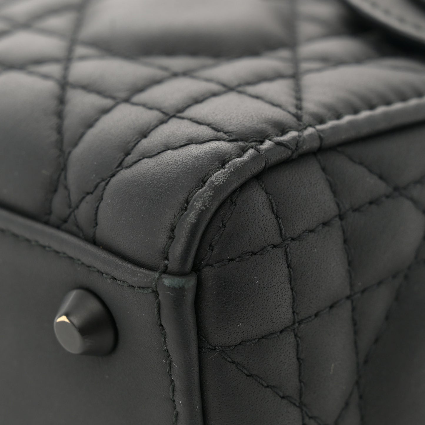 Ultra Matte Calfskin Cannage Mini Lady Dior Black