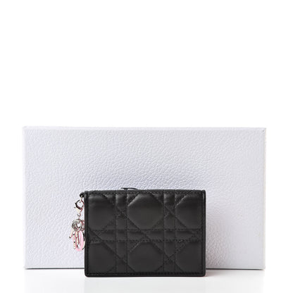 Christian Dior Lambskin Cannage Bi-Color Small Lady Dior Flap Card Holder Black Pink 8 of 8