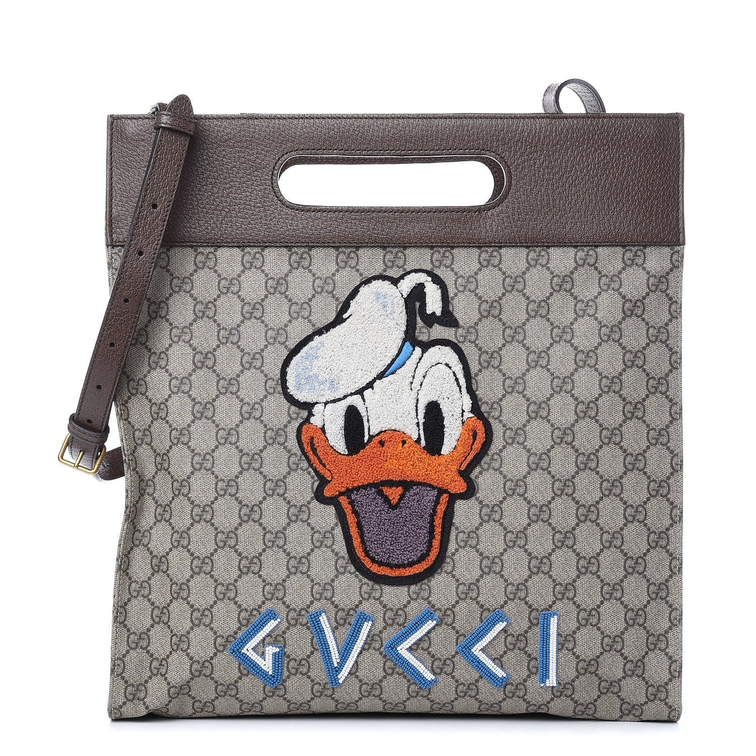 Gucci X DISNEY Soft GG Supreme Monogram Donald Duck Slip Handle Vertical Tote Beige New Acero 1 of 10