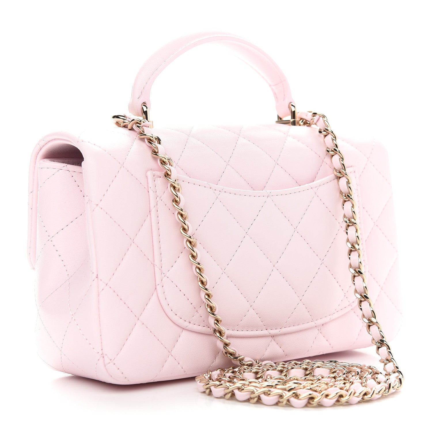 Chanel Lambskin Quilted Mini Top Handle Rectangular Flap Light Pink 3 of 9