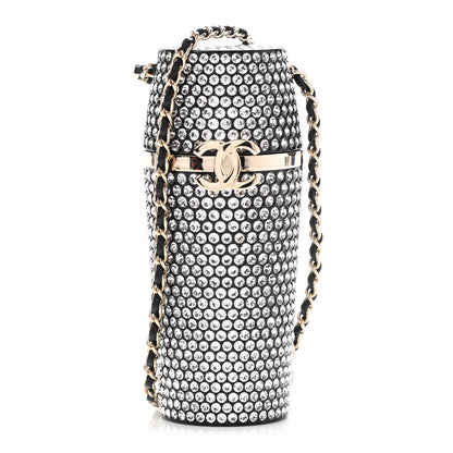 Chanel Metal Resin Lambskin Crystal Lipstick Case Long Necklace On Chain Silver Black Gold 1 of 6