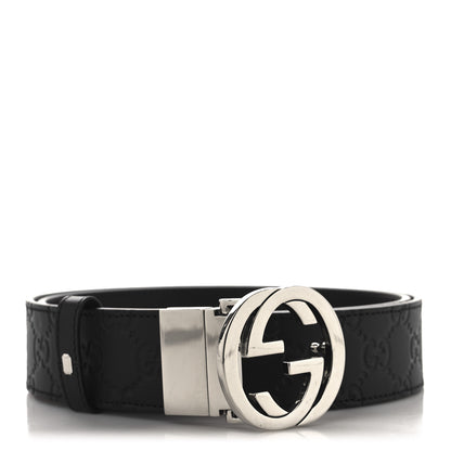 Gucci Guccissima Signature Interlocking G Reversible 37mm Belt 95 38 Black Cocoa 1 of 5