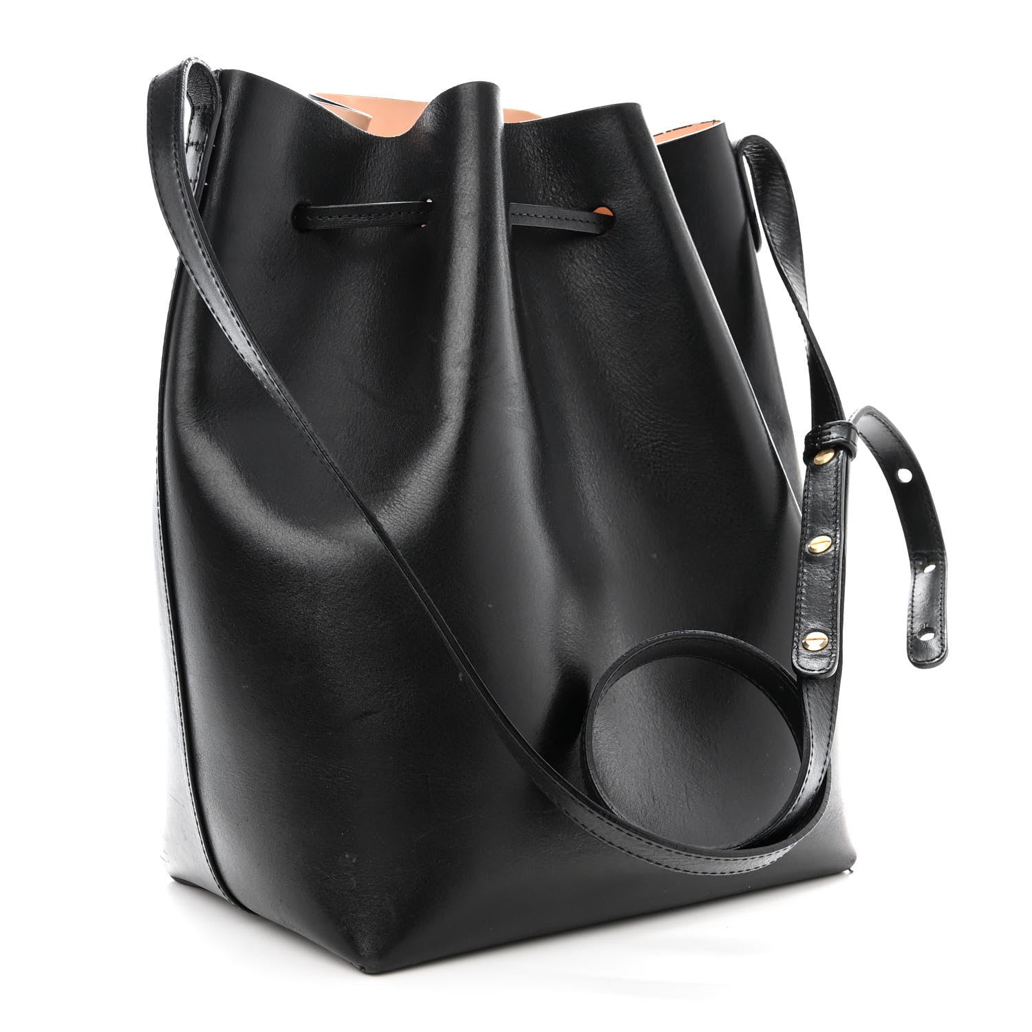 Mansur Gavriel Vegetable Tanned Calfskin Bucket Bag Black Ballerina 3 of 17