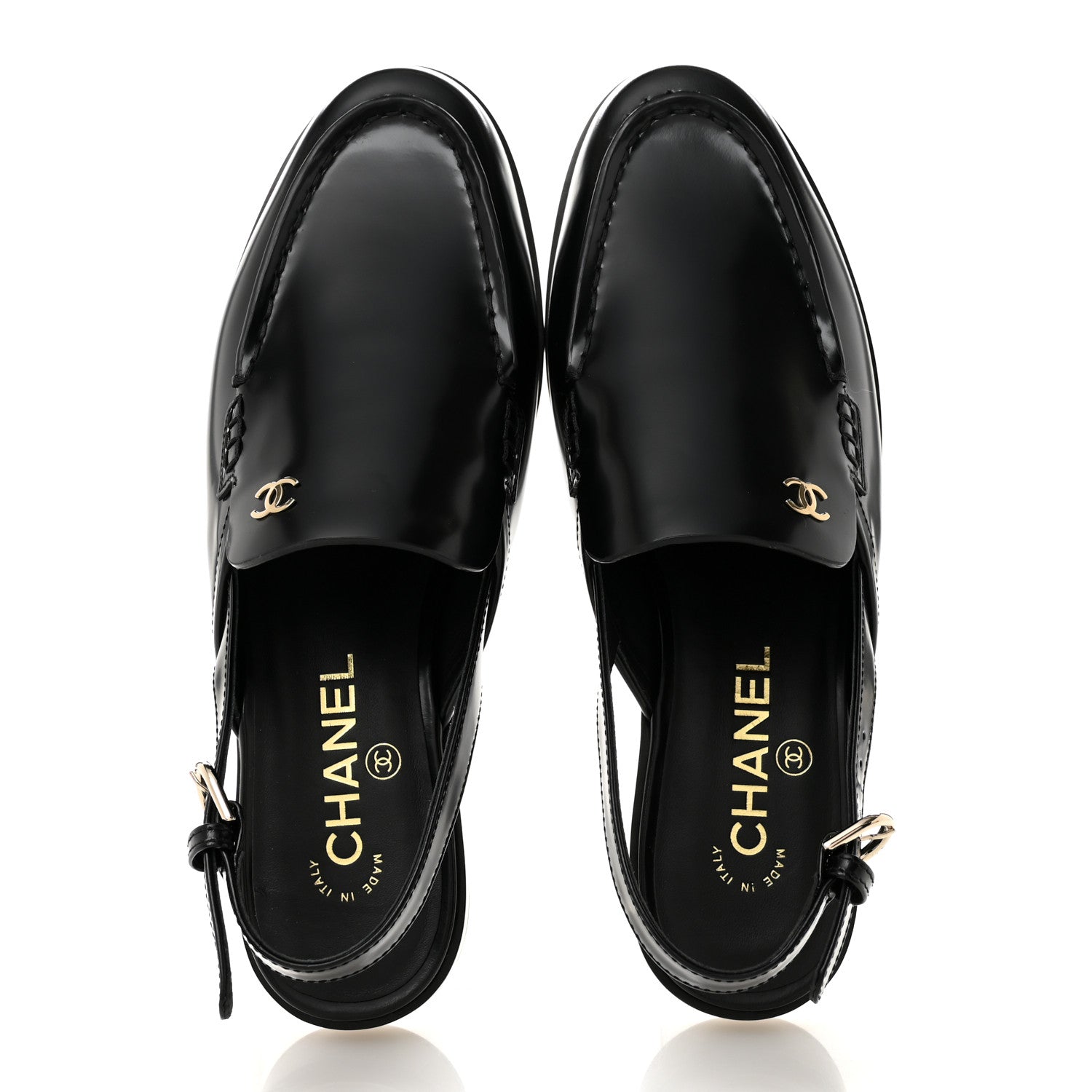 Chanel Shiny Calfskin Slingback Loafers 39.5  Black 2 of 10