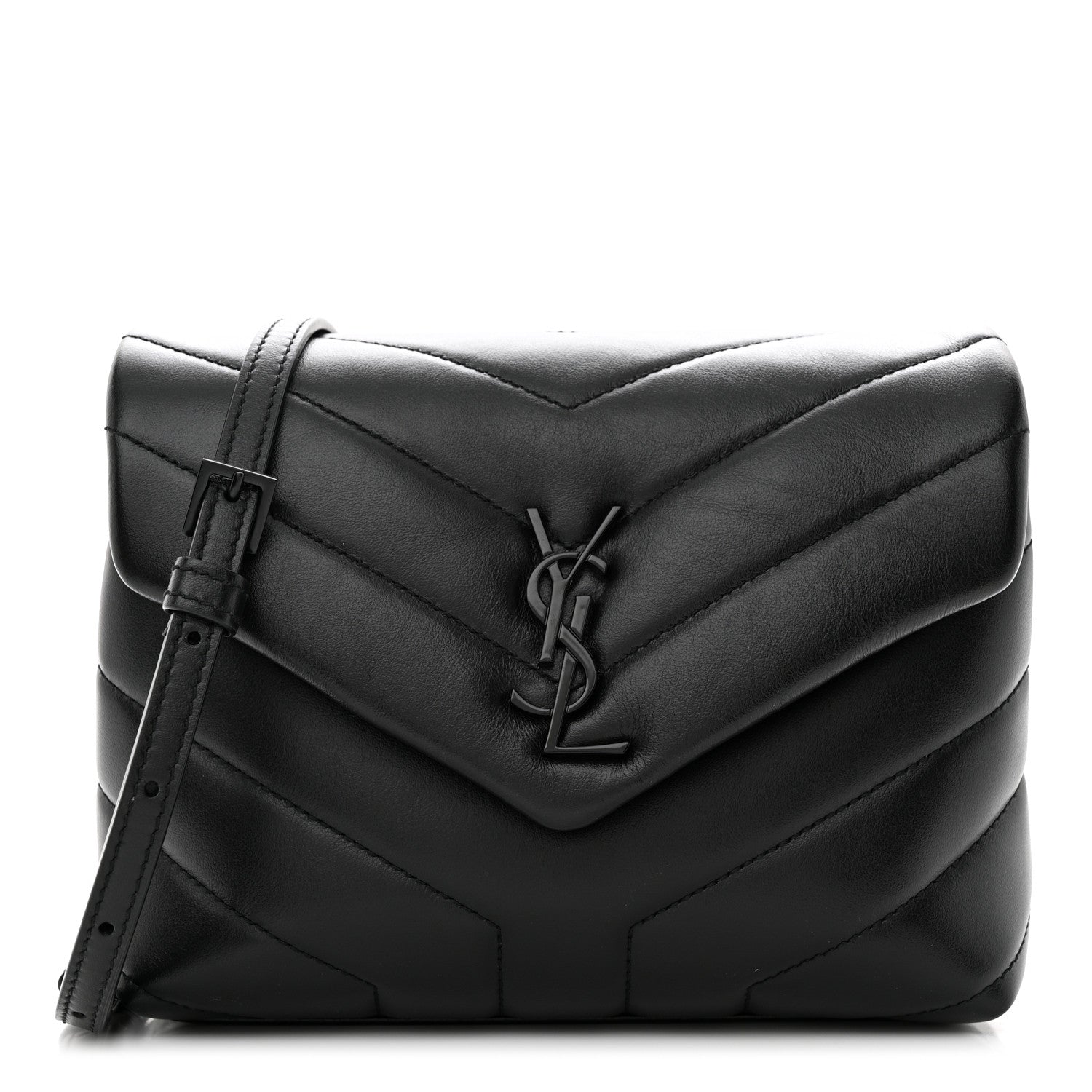 Saint Laurent Calfskin Y Quilted Monogram Monochrome Toy Loulou Crossbody Bag Black 1 of 9