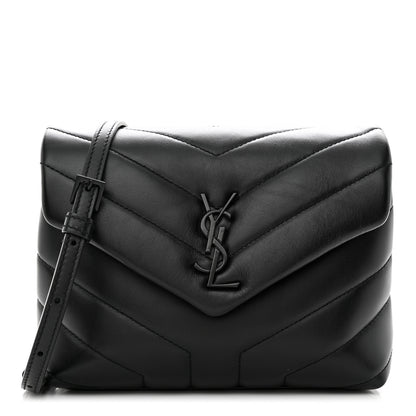 Saint Laurent Calfskin Y Quilted Monogram Monochrome Toy Loulou Crossbody Bag Black 1 of 9