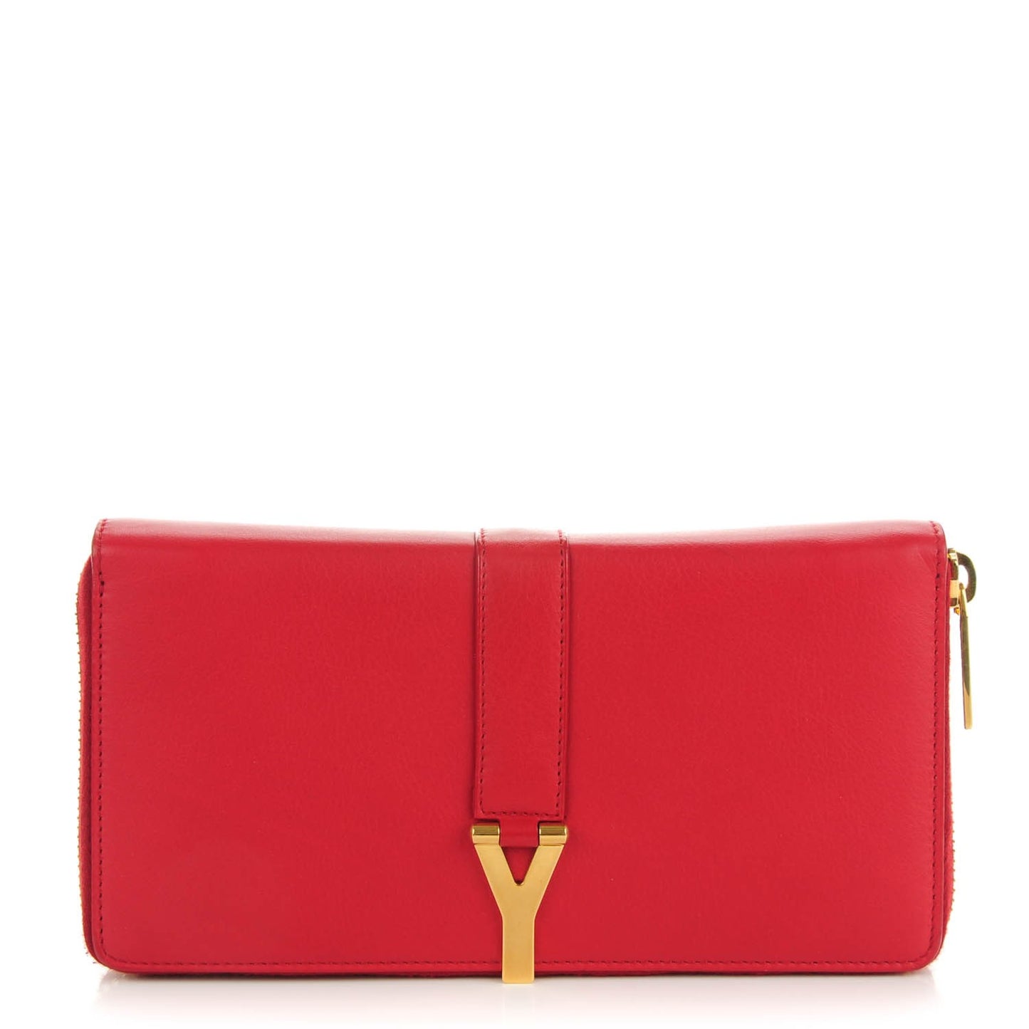 Calfskin Classic Y Ligne Zip Around Wallet Red