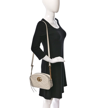 Gucci Calfskin Matelasse Small GG Marmont Chain Shoulder Bag White 2 of 9