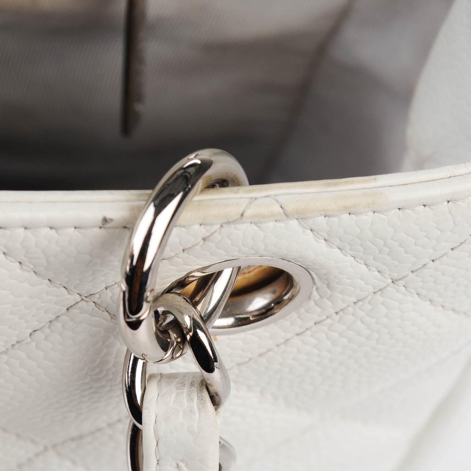 Chanel Caviar Quilted Petit Shopping Tote PST White 12 of 15