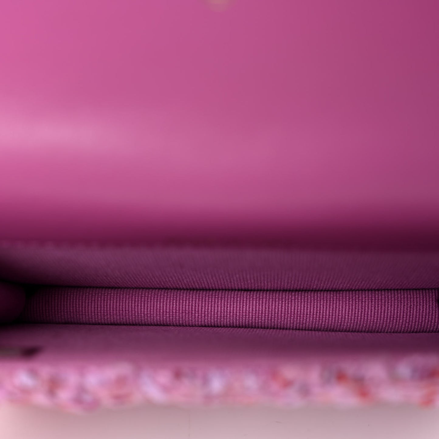 Tweed Enamel Quilted Pending CC Flap Belt Bag Pink Purple