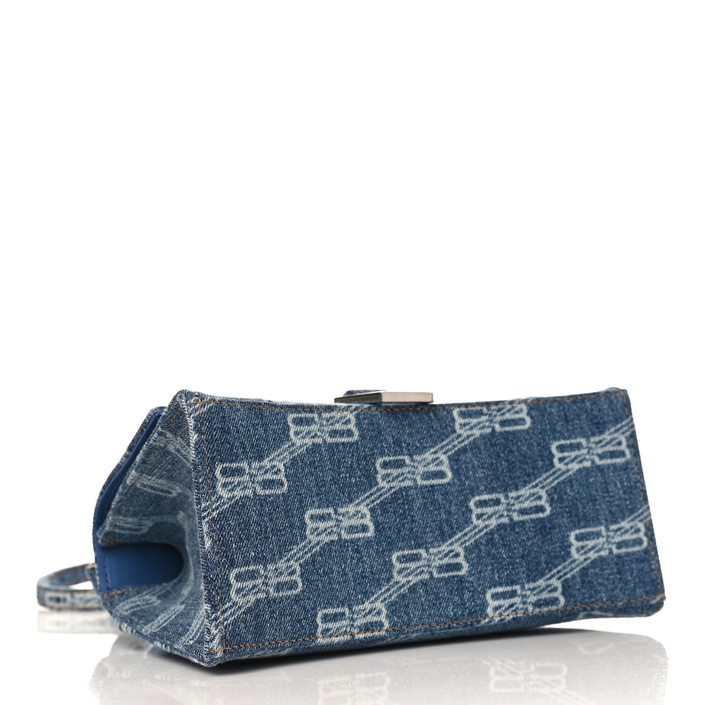 Denim BB Monogram Small Hourglass Top Handle Bag Blue