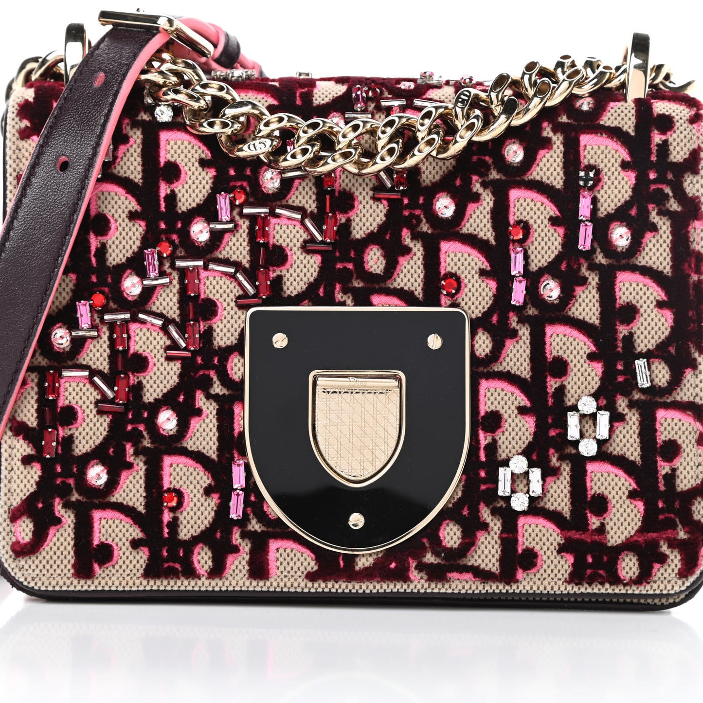 Velvet Crystal Small Diorama Club Flap Bag Plum