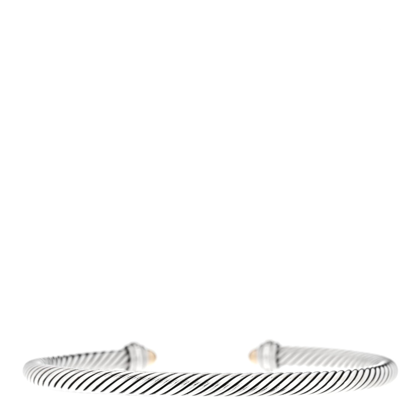 Sterling Silver 18K Yellow Gold Diamond 4mm Dome Cable Classics Bracelet