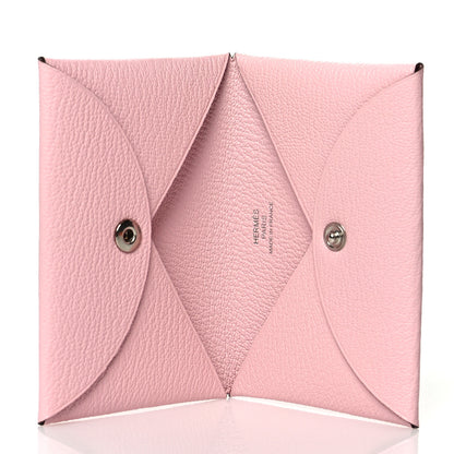 Hermes Chevre Mysore Calvi Card Case Rose Sakura 5 of 8