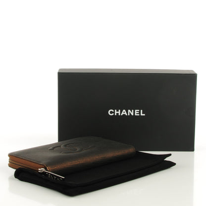 Chanel Iridescent Stamped Calfskin Large Timeless CC Gusset Zip Around Wallet Brown 4 of 8