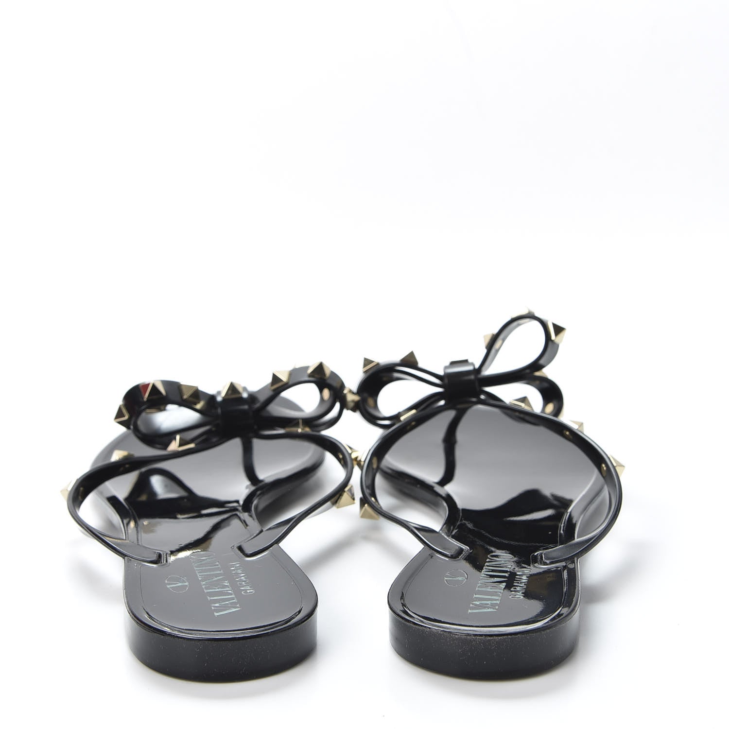 Valentino Garavani PVC Jelly Rockstud Bow Thong Sandals 37 Black 6 of 9