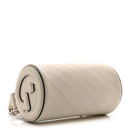 Gucci Sakai Be Green Calfskin Diagonal Stitched Mini Blondie Barrel Shoulder Bag Mystic White 4 of 11