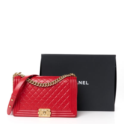Chanel Lambskin Quilted New Medium Boy Flap Red 14 of 14