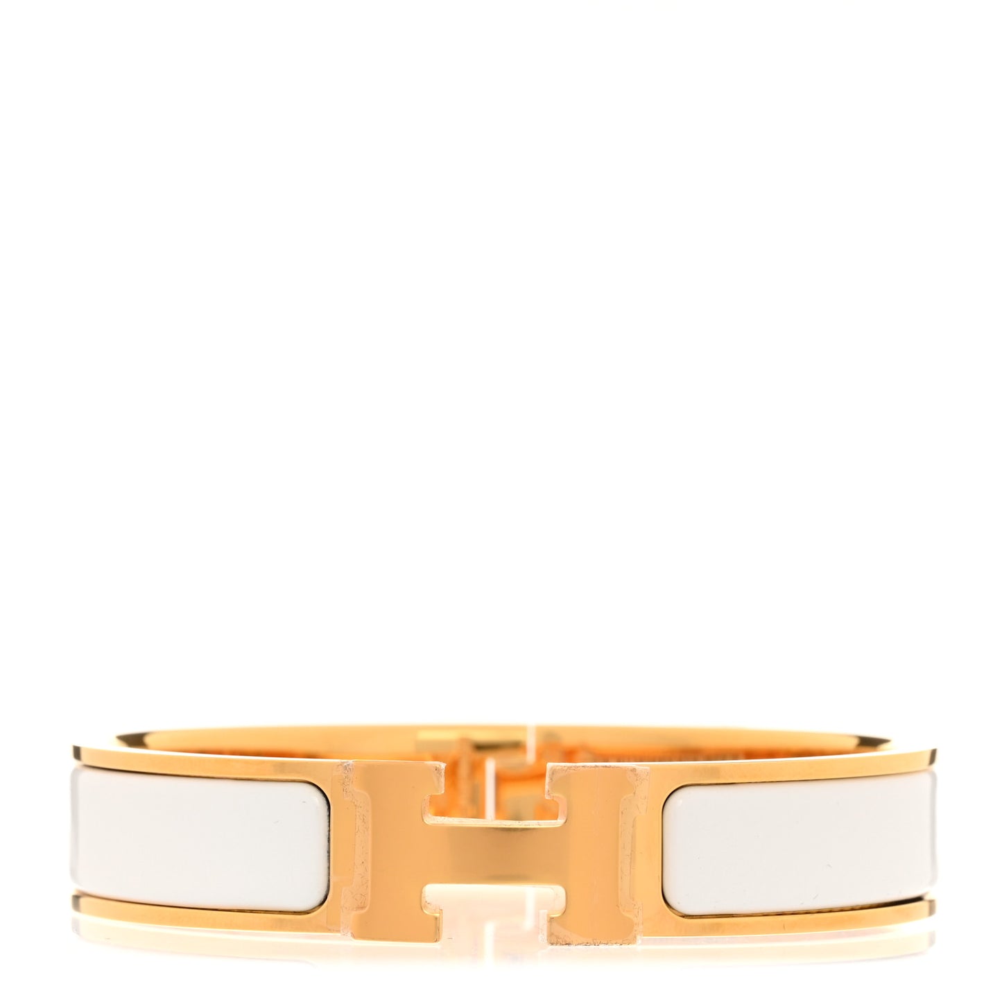 Enamel Narrow Clic Clac H Bracelet PM White