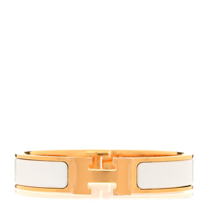 Hermes Enamel Narrow Clic Clac H Bracelet PM White 1 of 5