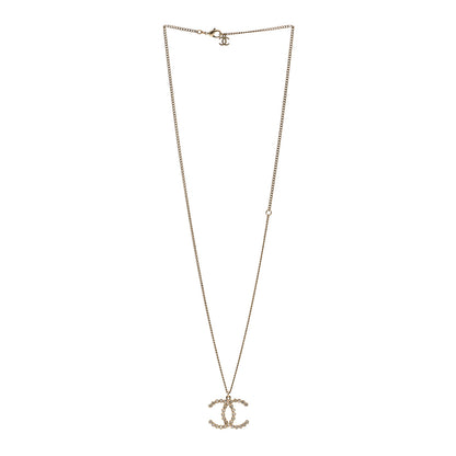 Chanel Metal Crystal CC Pendant Necklace Gold 4 of 5