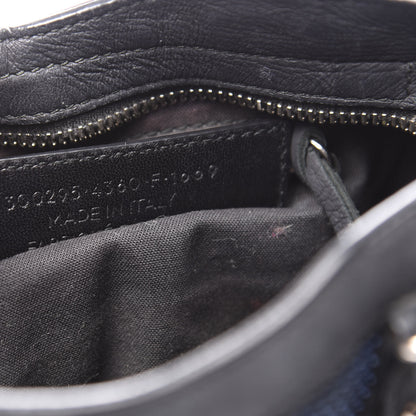 Balenciaga Mesh Agneau Arena Classic Silver Hardware Mini City Black Navy Orange 8 of 10