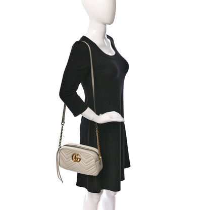 Gucci Calfskin Matelasse Small GG Marmont Chain Shoulder Bag White 2 of 19