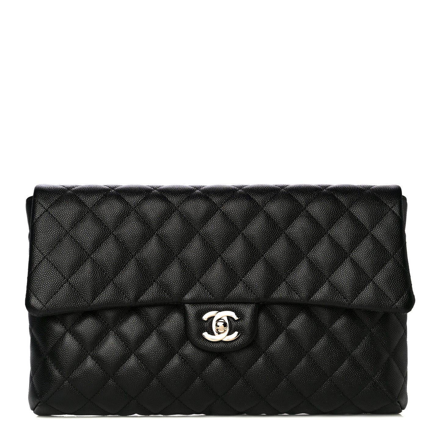 Caviar Quilted Flap Clutch Black