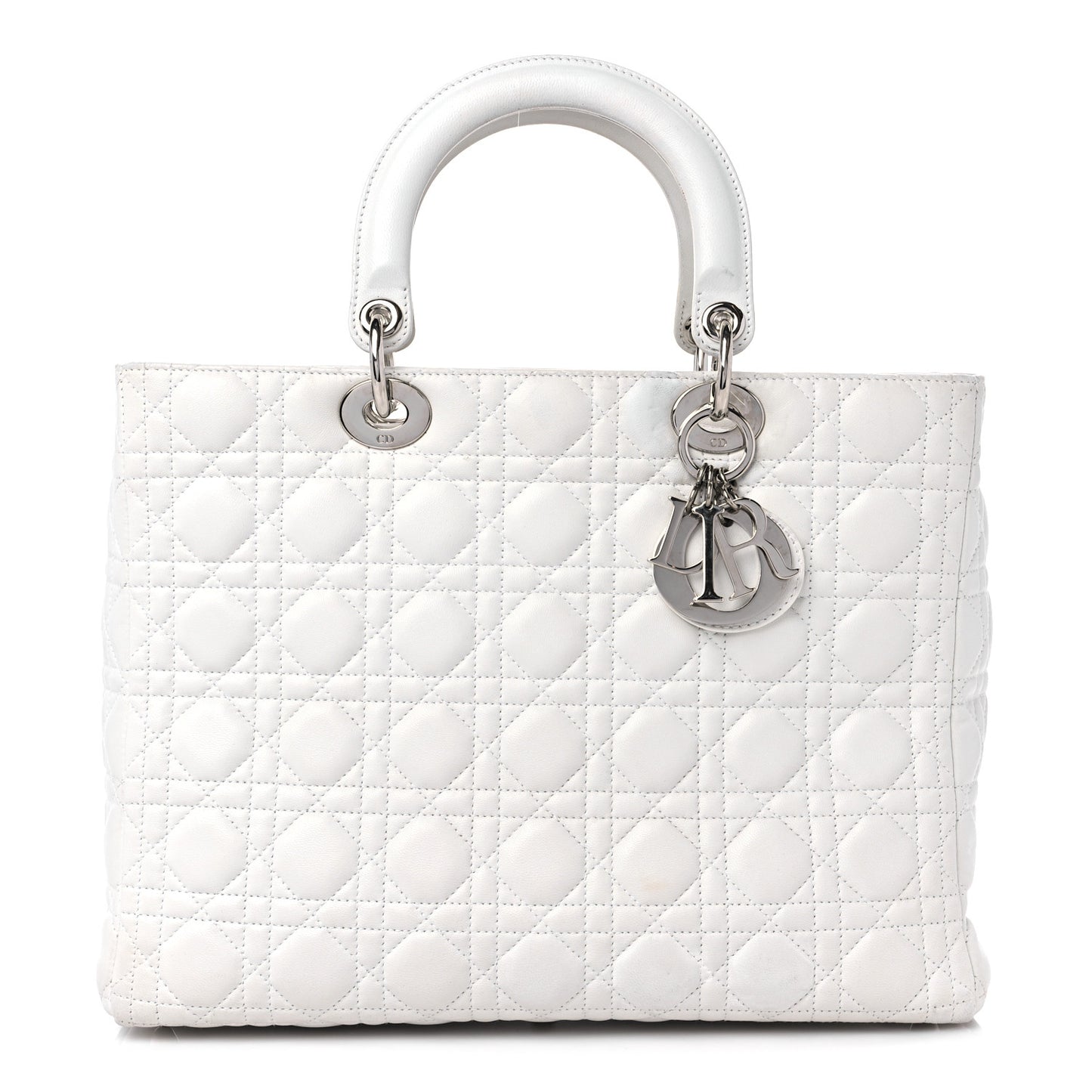 Lambskin Cannage Large Lady Dior White