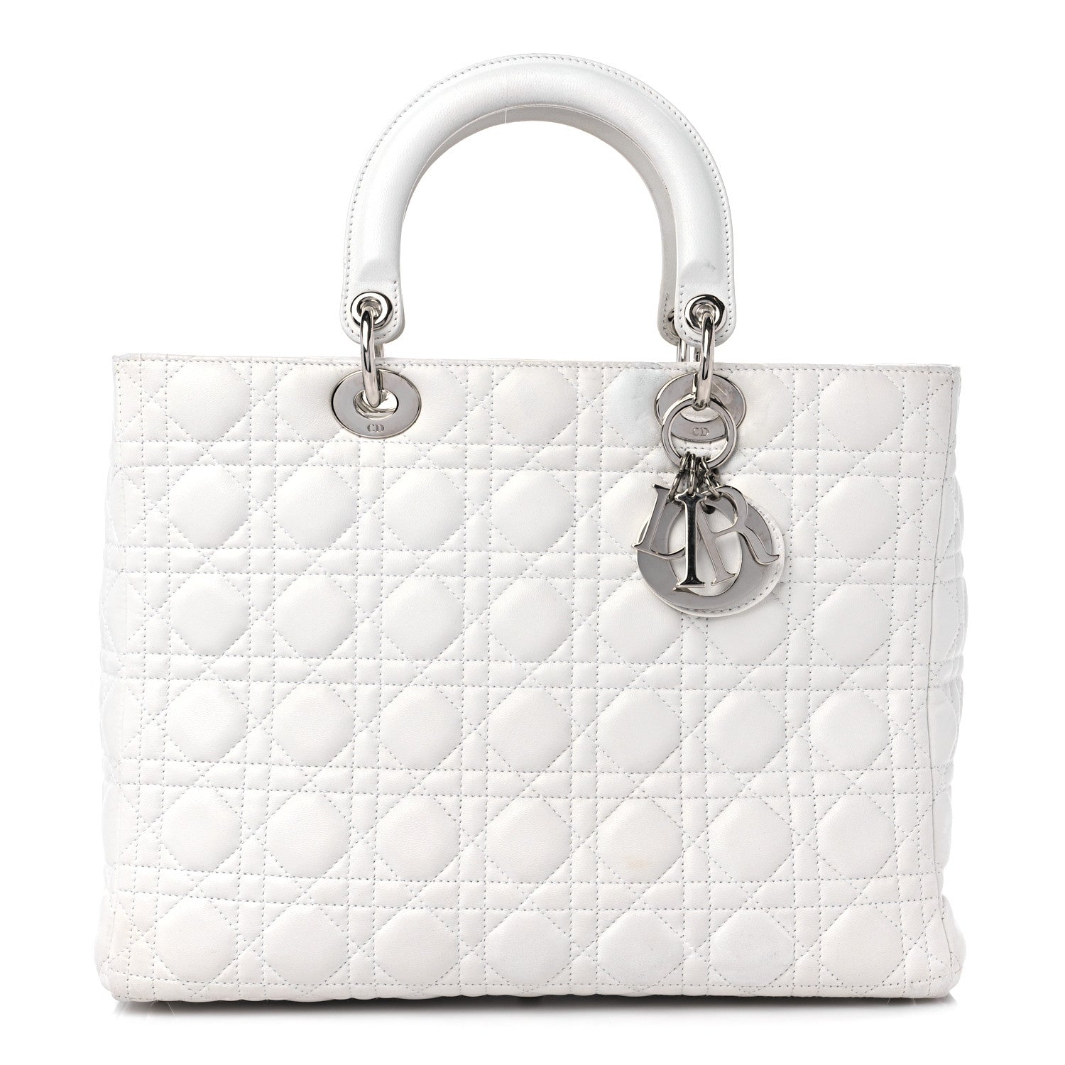 Christian Dior Lambskin Cannage Large Lady Dior White 1 of 12