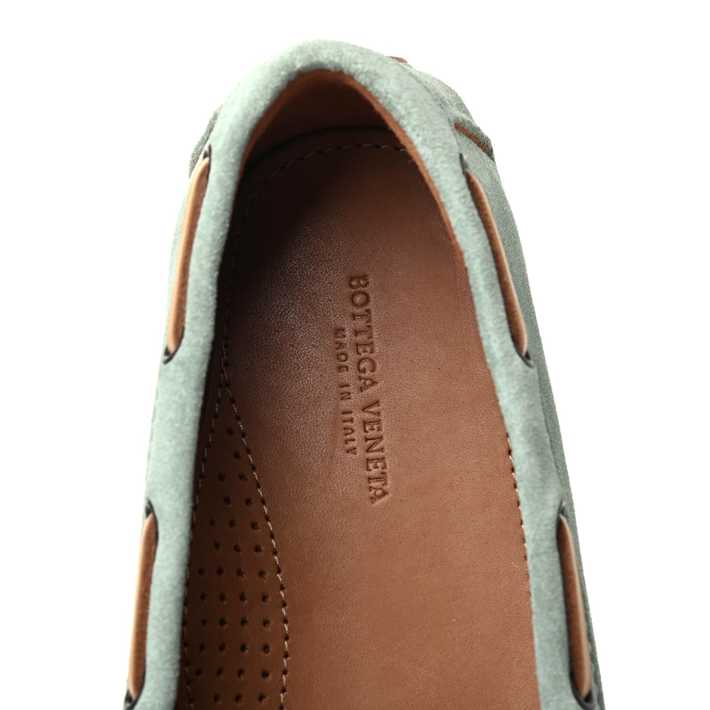 Suede Intrecciato Wave Driver Moccasin Loafers 36 New Sage