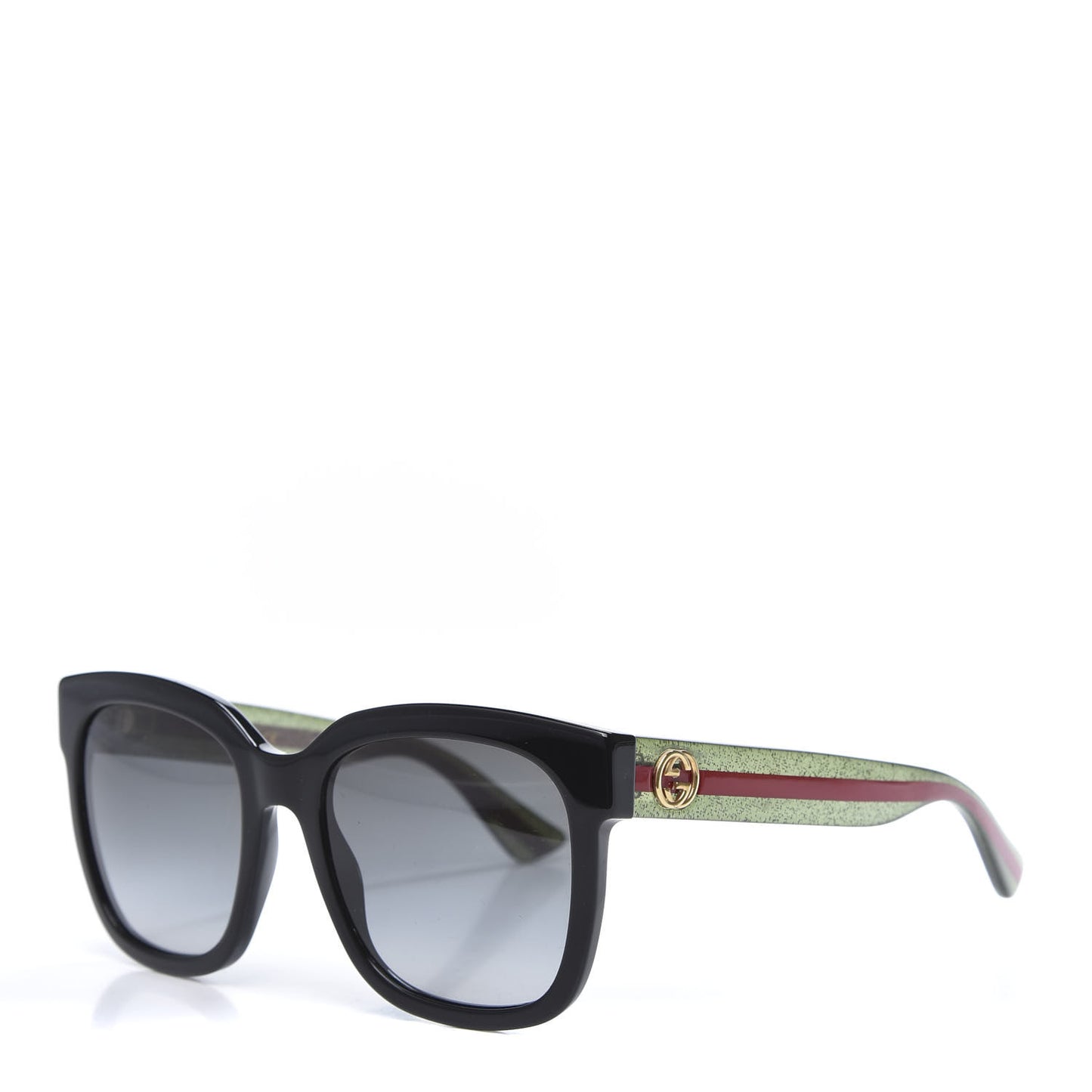 Acetate Square Frame Web Glitter Sunglasses GG0034S Black Green