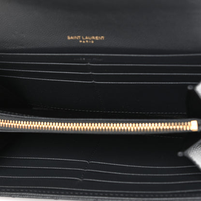 Saint Laurent Gjmrain De Poudre Matelasse Chevron Monogram Flap Wallet Fog 5 of 9