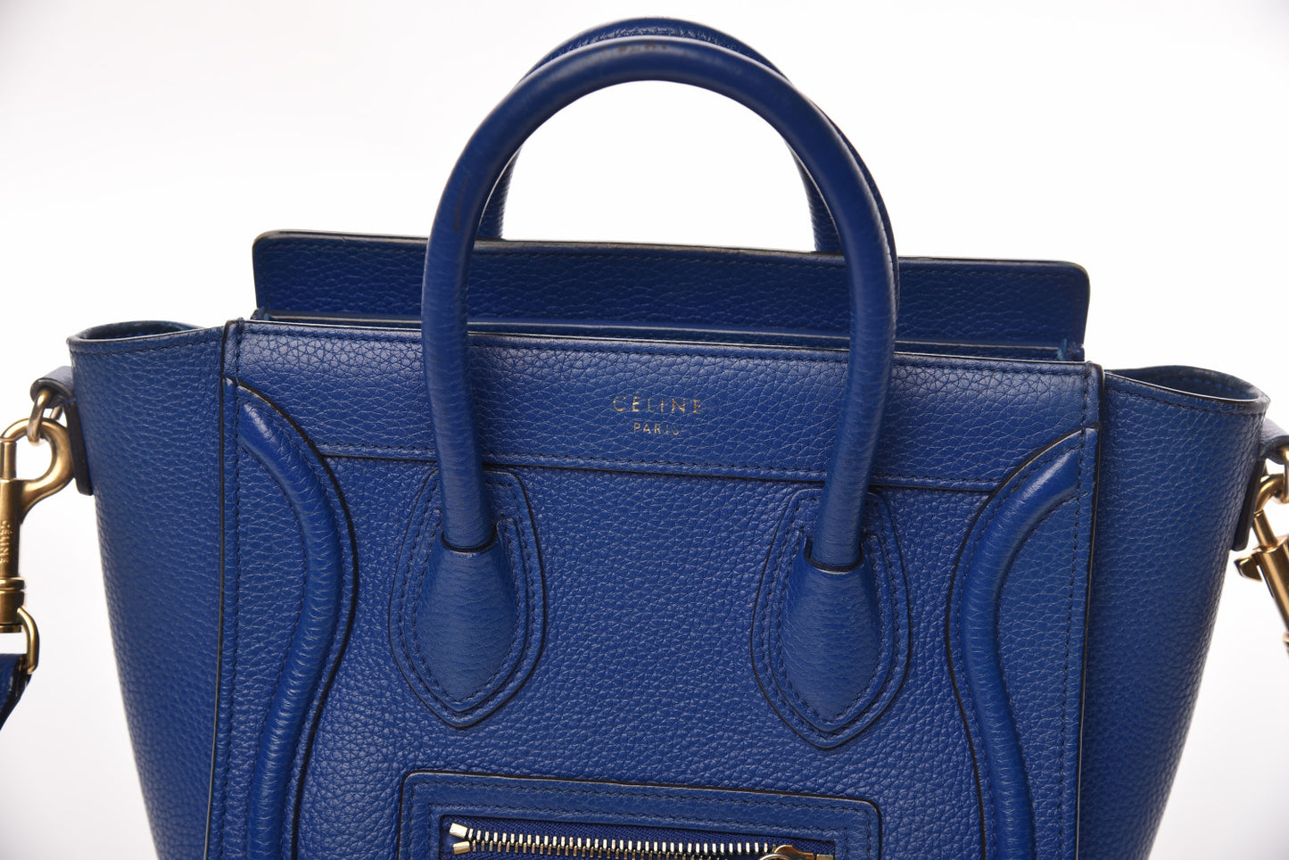Drummed Calfskin Nano Luggage Indigo