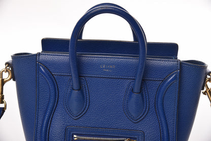 Celine Drummed Calfskin Nano Luggage Indigo 7 of 20