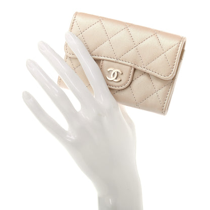Chanel Iridescent Calfskin Quilted Flap Card Holder Wallet Beige 2 of 8
