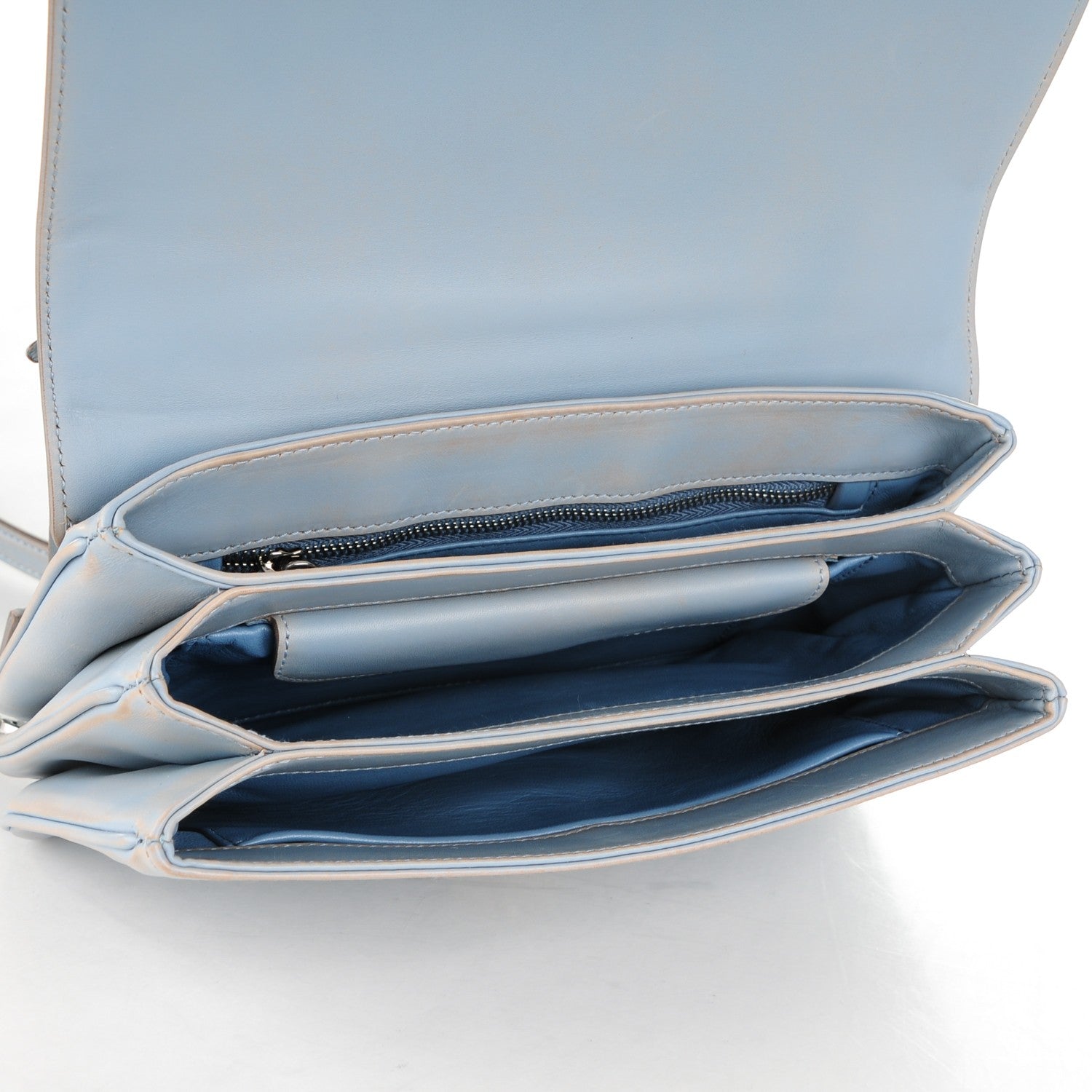 Prada Vitello Vintage Metal Closure Shoulder Bag Light Blue 5 of 8