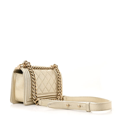 Chanel Metallic Calfskin Perforated Small Boy Flap Gold 3 of 10