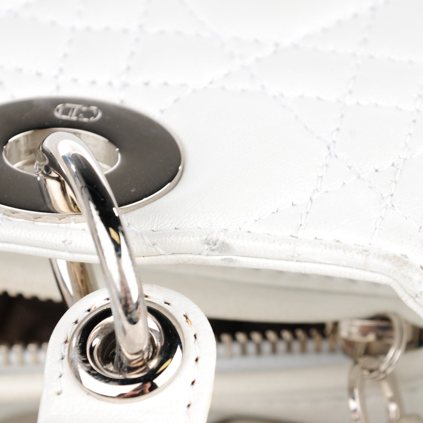 Lambskin Cannage Medium Lady Dior White