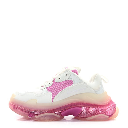 Balenciaga Fabric Mesh Clear Sole Womens Triple S Sneakers 37 White Pink 1 of 7