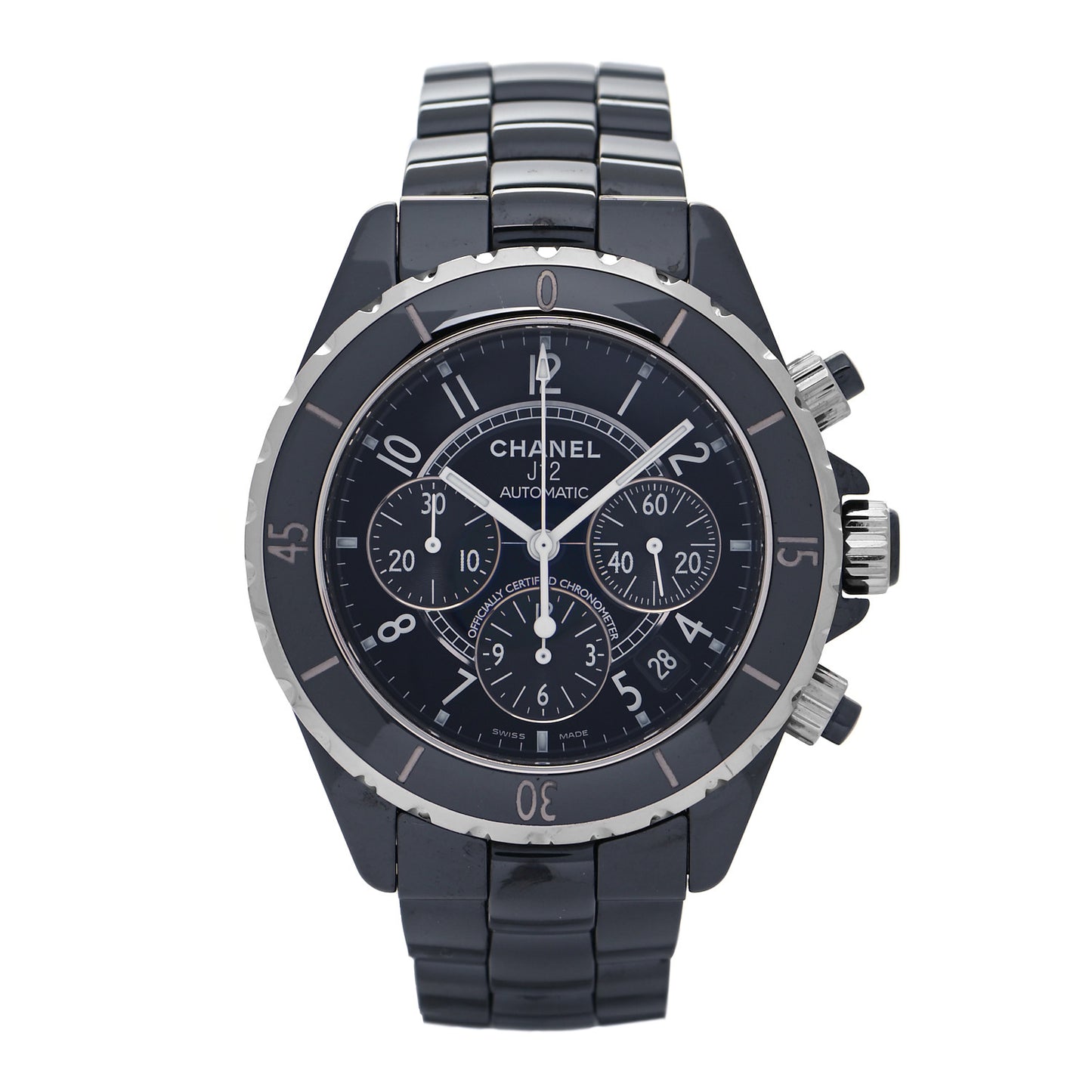 Stainless Steel Ceramic 41mm J12 Chronograph Automatic Watch Black
