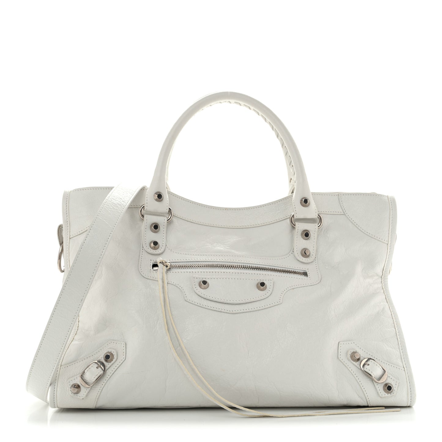 Agneau Arena Silver Hardware Medium Le City Optic White