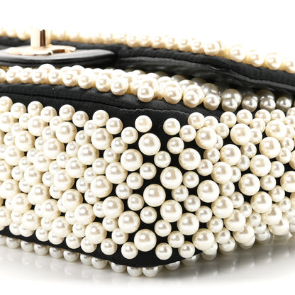 Chanel Satin Lambskin Pearl On Flap Black 9 of 10
