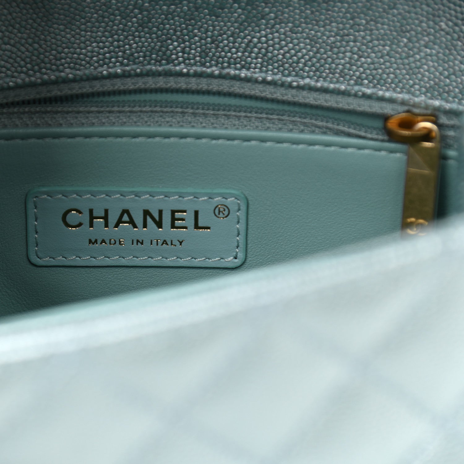 Chanel Metallic Caviar Quilted Mini Coco Handle Flap Light Blue 6 of 9